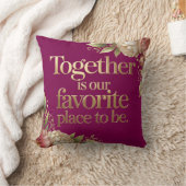 Coussin Typographie Florale Or Élégant (Couverture)