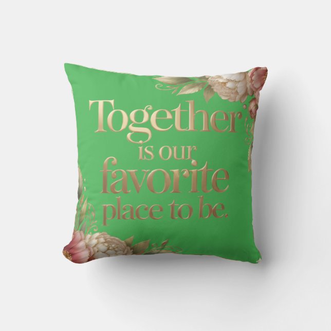 Coussin Typographie Florale Or Élégant (Recto)