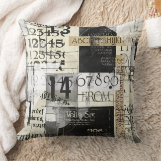 Coussin Typographie Grunge Noir & Blanc Moderne