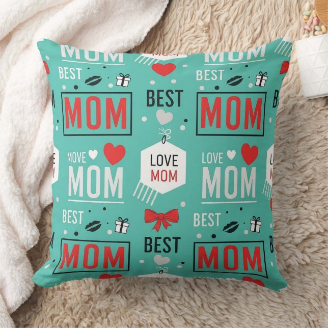 Coussin Typographie maman turquoise moderne motif pop (Couverture)