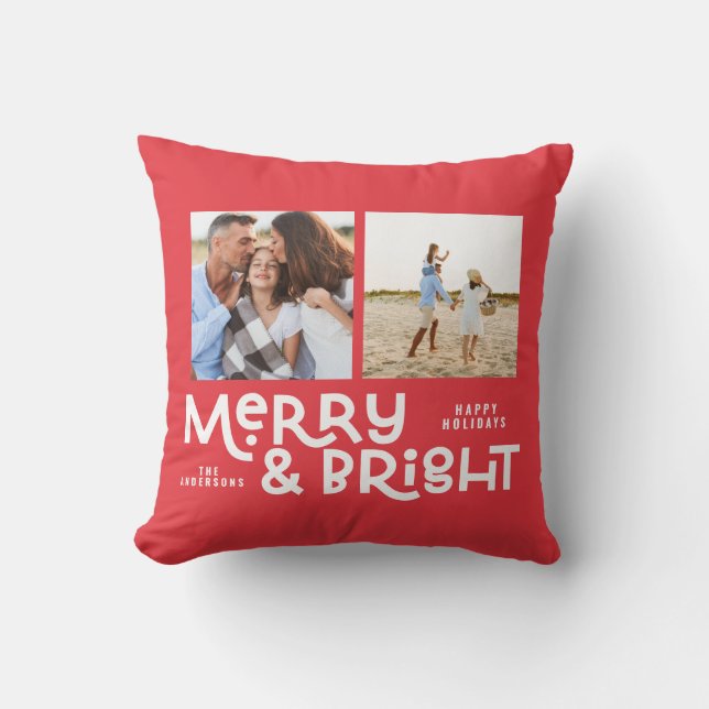 Coussin Typographie minimale moderne 2 photo Noël (Recto)
