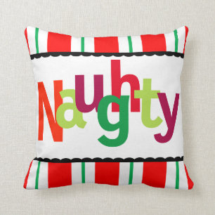 Coussin Typographie moderne colorée vilaine de Noël drô