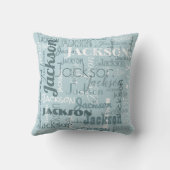 Coussin Typographie moderne des noms du bébé de garçon (Verso)