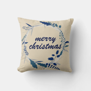 Coussin Typographie moderne Noël Berry Wreath Holiday