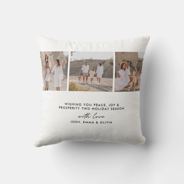Coussin Typographie moderne photo collage Noël (Verso)