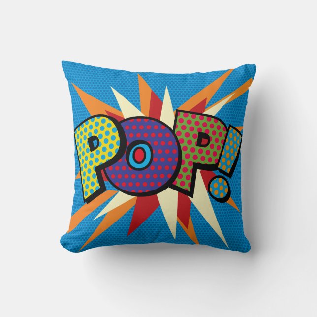 Coussin Typographie Moderne POP Art de Bande Dessinée (Recto)