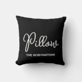 Coussin Typographie noir blanc calligraphie monogramme drô (Recto)