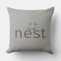 Typographie "Notre nid" Inséparables gris et bleu