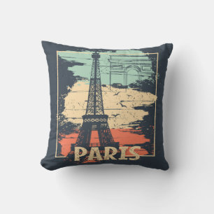 Coussin Typographie parisienne : affiche Eiffel abstraite.
