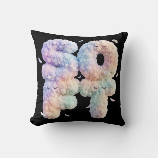 Coussin Typographie pastel de nuage doux esthétique mignon (Recto)