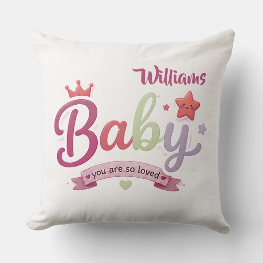 Coussin Typographie personnalisée pour bébé mignon (Recto)