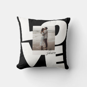 Coussin Typographie Rétro Gras Amour avec Photo