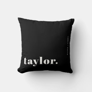 Coussin Typographie Rétro Personnalisée Noir et Blanc