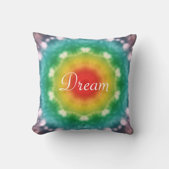 Coussin Typographie rêveuse hippie d'arc-en-ciel (Recto)