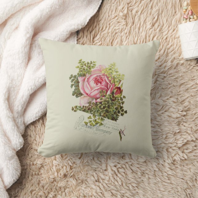 Coussin Typographie rose vintage vert pastel (Couverture)