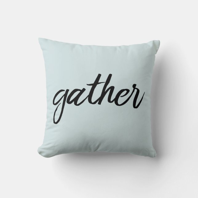 Coussin Typographie simple Rassembler Moderne Ferme Bleu (Recto)