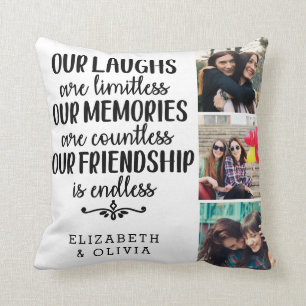 Coussin Typographie tendance Meilleurs Amis Noms photo Col