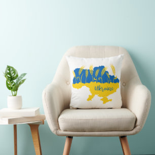 Coussin Typographie ukrainienne et épi de blé sur le drape