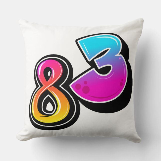 Coussin Typographie vectorielle à bulles dégradé rétro num (Recto)