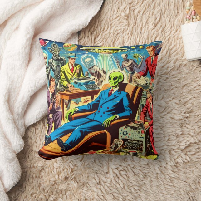Coussin Ufo Alien Sci-fi Retro Comics (Couverture)