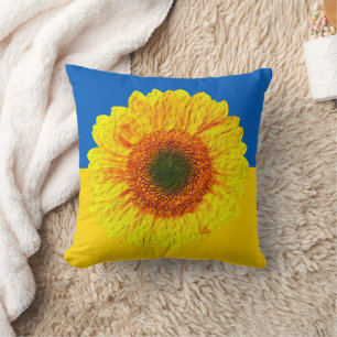 Coussin Ukraine Tournesol & drapeau ukrainien / Fleur