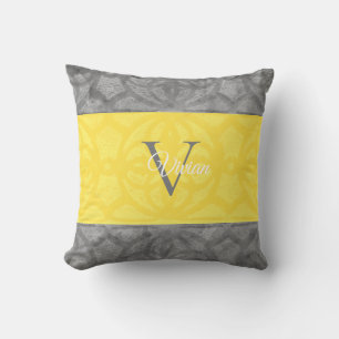 Coussin Ultimate Grey et illuminant Monogramme jaune Thé
