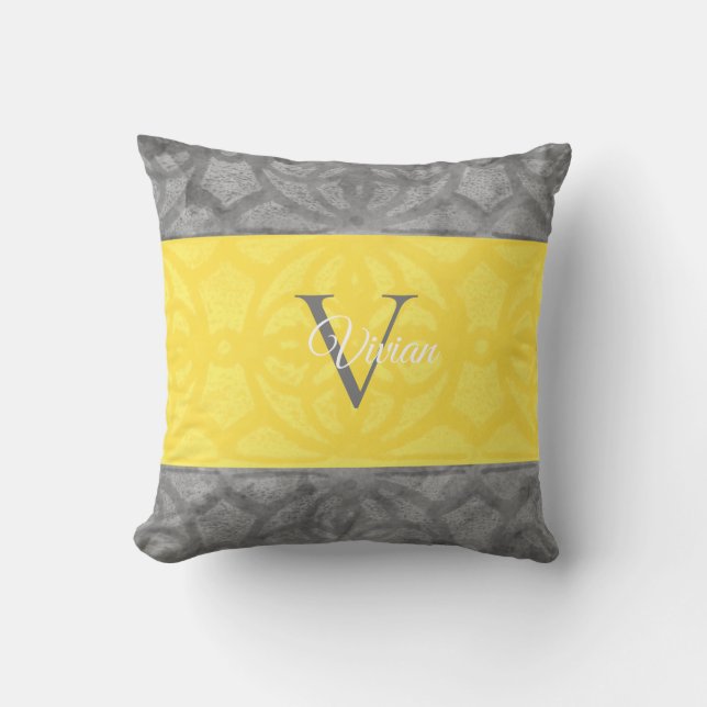 Coussin Ultimate Grey et illuminant Monogramme jaune Thé (Recto)