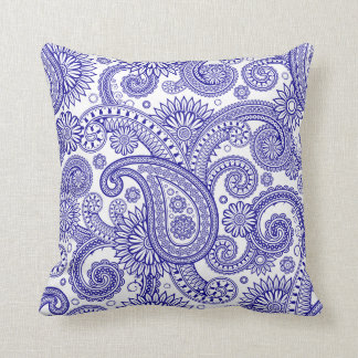 Coussin Ultramarine Paisley Floral Swirl