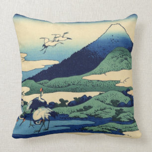 Coussin Umegawa en grues et mont Fuji de province de