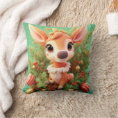 Coussin Un adorable cerf de caricature dans un Noël festif (Couverture)