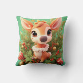 Coussin Un adorable cerf de caricature dans un Noël festif (Verso)