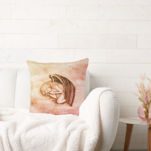 Coussin Un Ange endormi sur les nuages des cieux