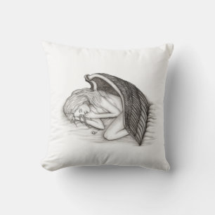 Coussin Un Angel endormi, noir et blanc