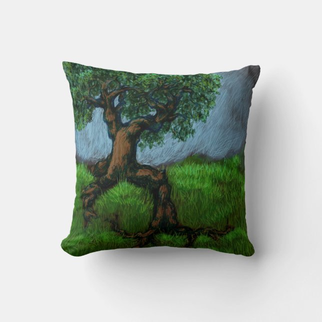 Coussin Un arbre sur une colline / Un saule dans une vallé (Recto)