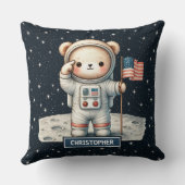 Coussin Un astronaute douillet à l'ours en peluche lance l (Verso)