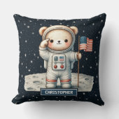 Coussin Un astronaute douillet à l'ours en peluche lance l (Recto)