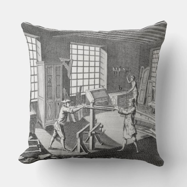 Coussin Un atelier de l'ébéniste, du 'Encyclopedie (Recto)