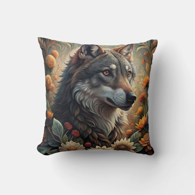 Coussin Un Beau Loup De Forêt (Recto)