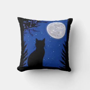 Coussin Un chat qui regarde à la Pleine lune