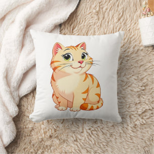 Coussin un chat tabby orange