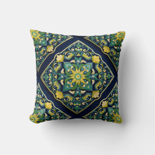 Coussin 💛 💚 💙 Un Chef-D'Oeuvre Azulejo Unique