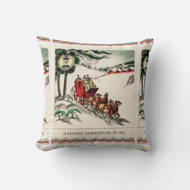 Coussin Un Cheval et un Carriage de Noël (Recto)