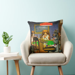 Coussin Un chien dans le besoin Chiens jouant au poker