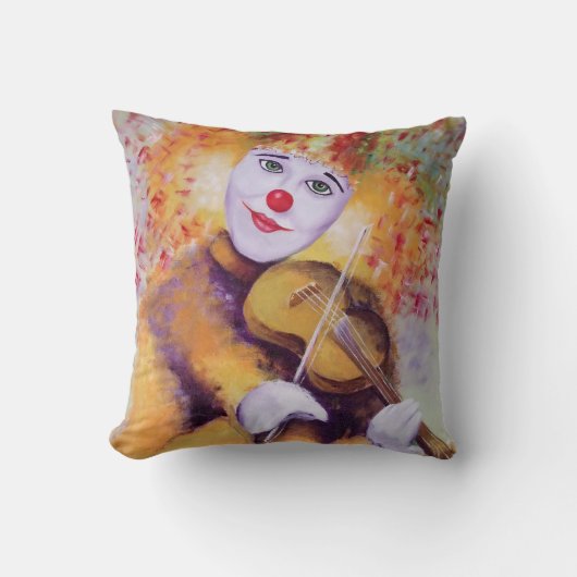 Coussin Un clown doux jouant du violon (Recto)