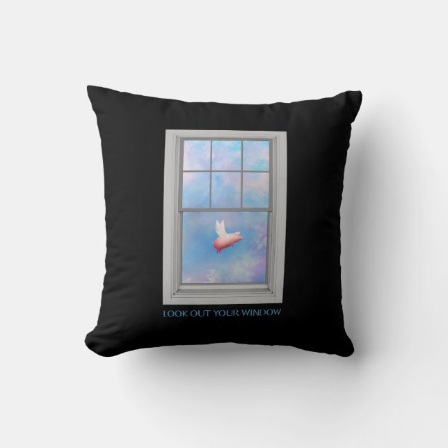 Coussin Un cochon qui passe devant la fenêtre (Recto)