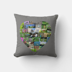 Coussin Un cœur pour les animaux - en gris