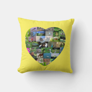 Coussin Un cœur pour les animaux - en jaune