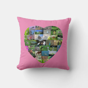 Coussin Un cœur pour les animaux - en rose