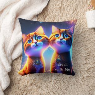 Coussin Un couple de chats mignons sous le ciel étoilé -