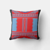 Coussin un design d'un motif rouge et bleu (Verso)